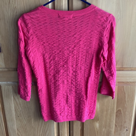 Pink 3/4 Sleeve Button Up- Shell Buttons - Picture 2 of 6